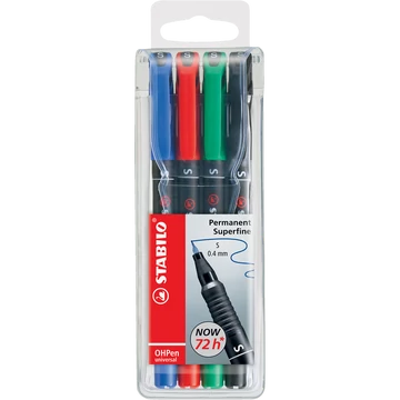 Alkoholos marker készlet 0,4mm, STABILO OHPen S, 4 klf. szín