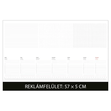Asztali naptár könyöklő 570 x 380 mm, fehér lapokkal fekete Dayliner 2026.