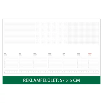 Asztali naptár könyöklő 570 x 380 mm, fehér lapokkal zöld Dayliner 2026.