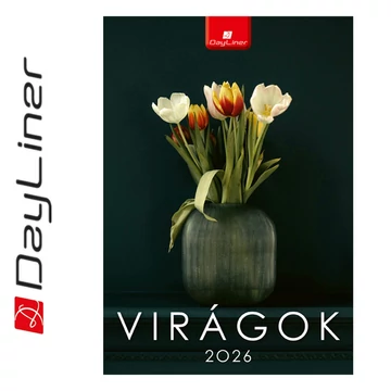 Falinaptár képes 230 x 330 mm, fehér lapokkal Virágok Dayliner 2026.