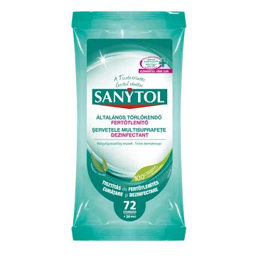 Felületfertőtlenítő kendő 72 lap/csomag Sanytol
