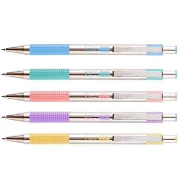 Golyóstoll 0,7mm, pasztell sárga test, Zebra F-301, írásszín kék