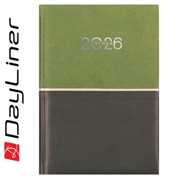 Határidőnapló Fifty A5 napi, fehér lapokkal zöld Dayliner 2026.