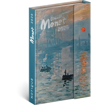 Határidőnapló mágnessel záródó, krémszínű lapokkal Claude Monet 110×160 mm, Presco