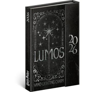 Határidőnapló mágnessel záródó, krémszínű lapokkal Harry Potter-Lumos 110×160 mm, Presco