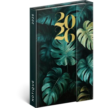Határidőnapló mágnessel záródó, krémszínű lapokkal Monstera 110×160 mm, Presco