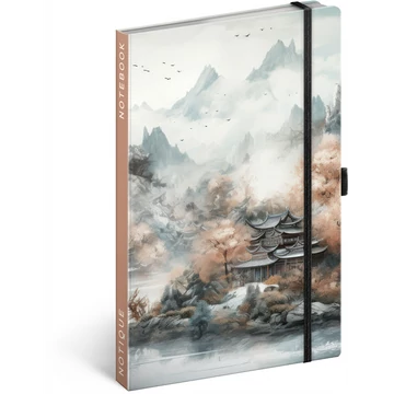 Keménytáblás notesz krémszínű lapokkal leszorító gumiszalaggal Japan 130x210mm, Presco