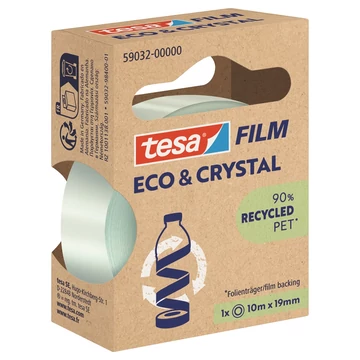 Ragasztószalag 19mmx10m irodai átlátszó újrahasznosított Tesa Eco &amp; Crystal