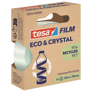 Ragasztószalag 19mmx33m irodai átlátszó újrahasznosított Tesa Eco &amp; Crystal