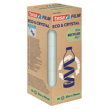 Ragasztószalag 19mmx33m irodai átlátszó újrahasznosított Tesa Eco &amp; Crystal 8db/doboz