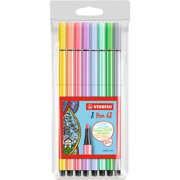 Rostirón, filctoll 1mm, M STABILO Pen 68, 8 klf. szín