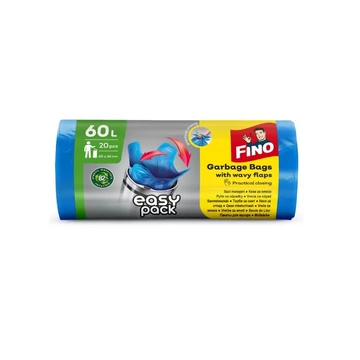 Szemeteszsák köthető füles 60 literes 20 db/tekercs Easy Pack Fino kék