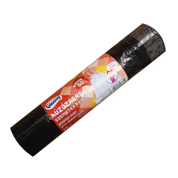 Szemeteszsák önzáró szalaggal 60 liter 58 x 68 cm 10 db/tekercs Glossy fekete