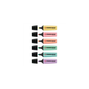 Szövegkiemelő készlet 2-5mm, vágott hegyű STABILO Boss original Pastel, 6 klf. szín
