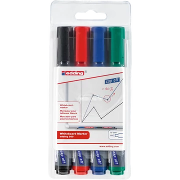 Táblamarker készlet, 1,5-3mm, kerek Edding 360, 4 klf. szín