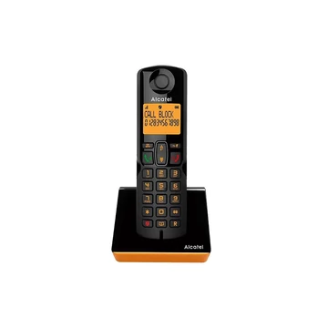 Telefonkészülék ALCATEL S280 (vezeték nélküli, nagy kijelző, DECT) fekete/narancssárga