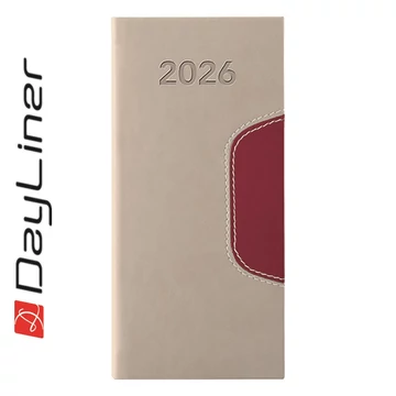 Zsebnaptár Memphis fekvő heti, fehér lapokkal bézs-padlizsán Dayliner 2026.