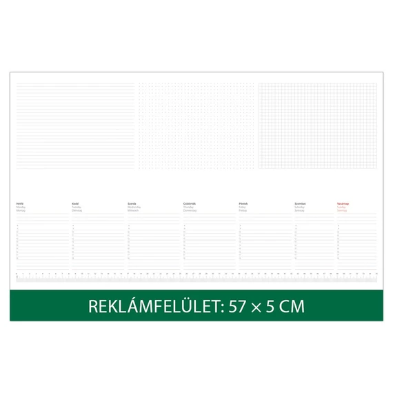 Asztali naptár könyöklő 570 x 380 mm, fehér lapokkal zöld Dayliner 2026.