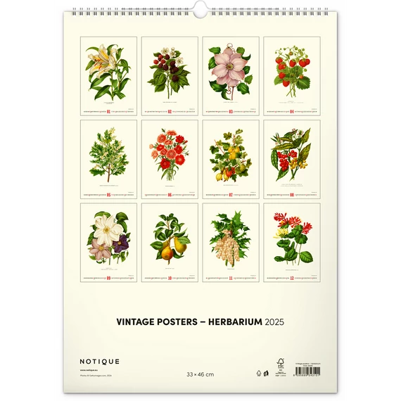 Falinaptár képes  330×460mm Vintage Posters-Herbarium Realsystem 2026.