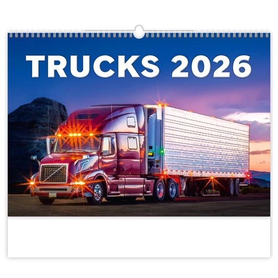 Falinaptár képes 450 × 315 mm, fehér lapokkal Trucks in Action Dayliner 2026.
