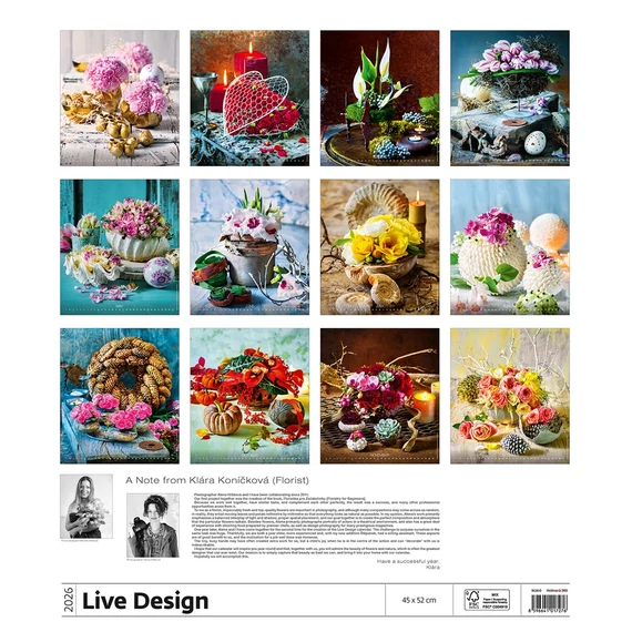 Falinaptár képes 450 × 520 mm, fehér lapokkal Live Design Dayliner 2026.