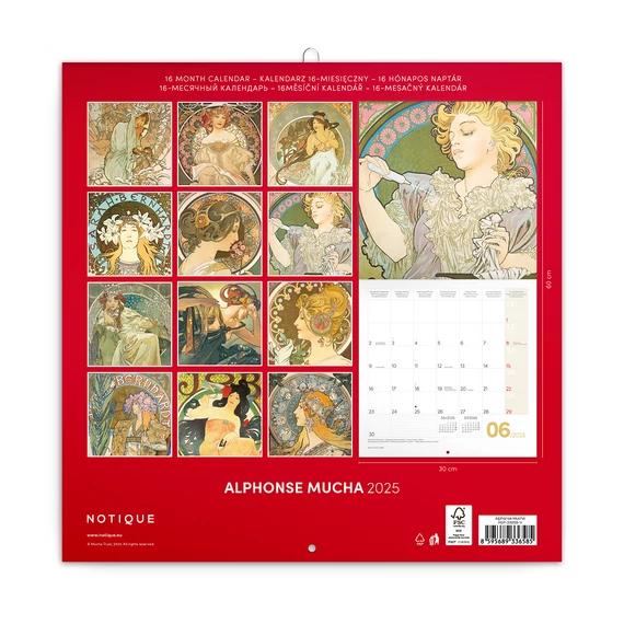 Falinaptár képes lemeznaptár 300x300mm, Alphonse Mucha Realsystem 2026.