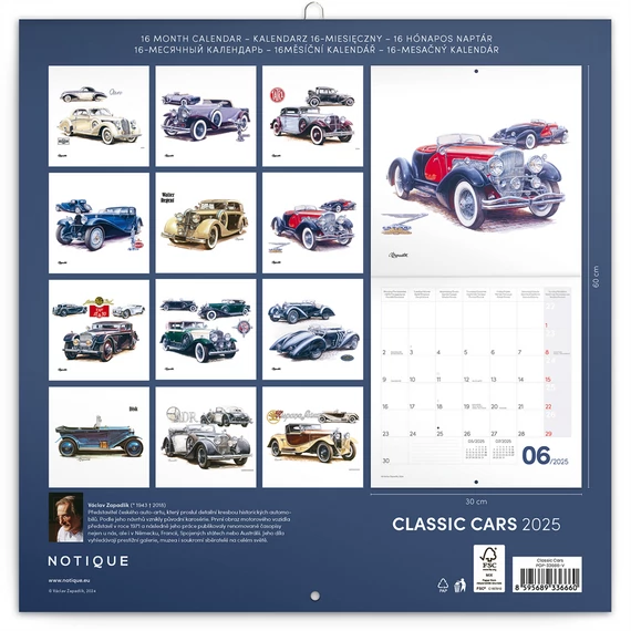 Falinaptár képes lemeznaptár 300x300mm, Classic Cars Realsystem 2026.