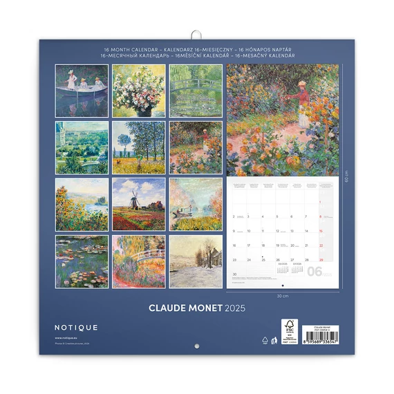 Falinaptár képes lemeznaptár 300x300mm, Claude Monet Realsystem 2026.