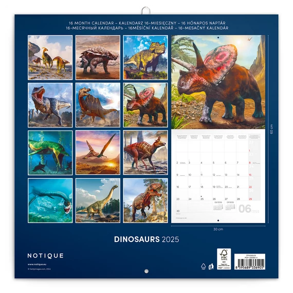 Falinaptár képes lemeznaptár 300x300mm, Dinosaurs Realsystem 2026.