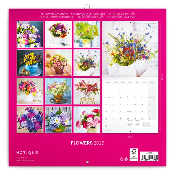 Falinaptár képes lemeznaptár 300x300mm, Flowers Realsystem 2026.
