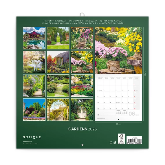 Falinaptár képes lemeznaptár 300x300mm, Gardens Realsystem 2026.