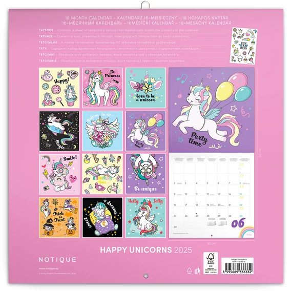 Falinaptár képes lemeznaptár 300x300mm, Happy Unicorns Realsystem 2026.