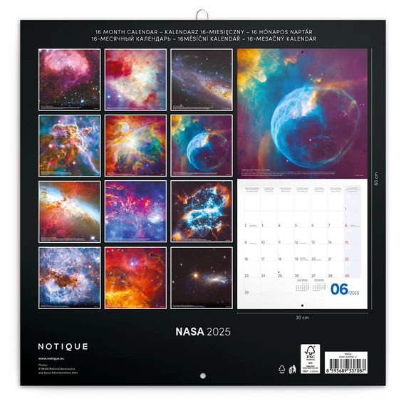 Falinaptár képes lemeznaptár 300x300mm, NASA Realsystem 2026.