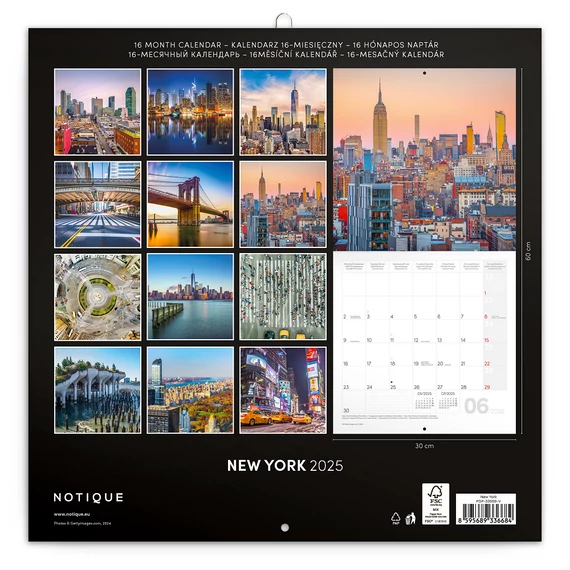 Falinaptár képes lemeznaptár 300x300mm, New York Realsystem 2026.