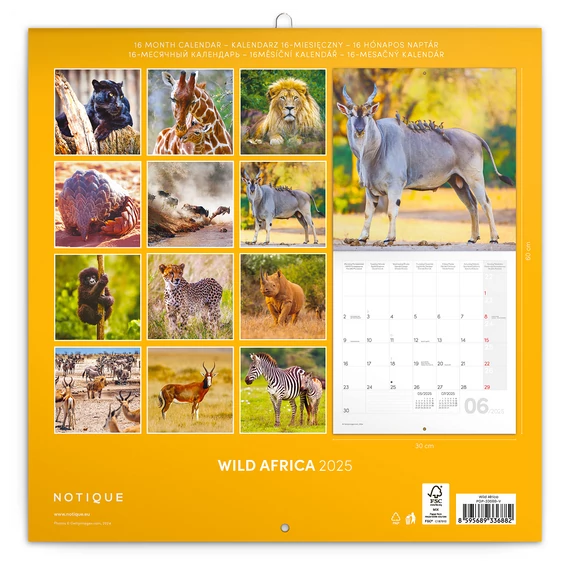 Falinaptár képes lemeznaptár 300x300mm, Wild Animals Realsystem 2026.