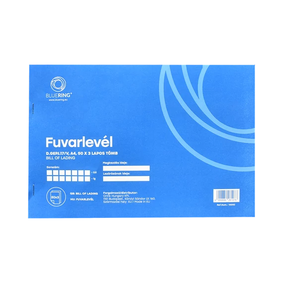 Fuvarlevél A4, 50x3lapos fekvő D.GEPJ.17/V Bluering®