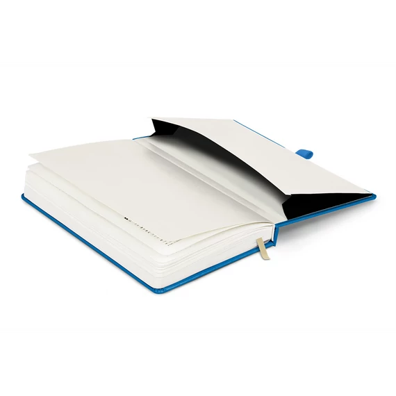 Keménytáblás notesz pontozott vonalozással krémszínű lapokkal leszorító gumiszalaggal Blue 130x210mm, Presco