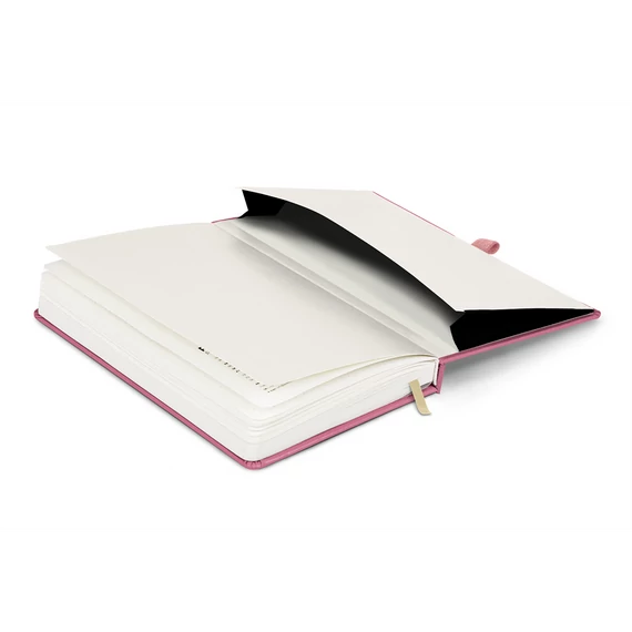 Keménytáblás notesz pontozott vonalozással krémszínű lapokkal leszorító gumiszalaggal Pink 130x210mm, Presco