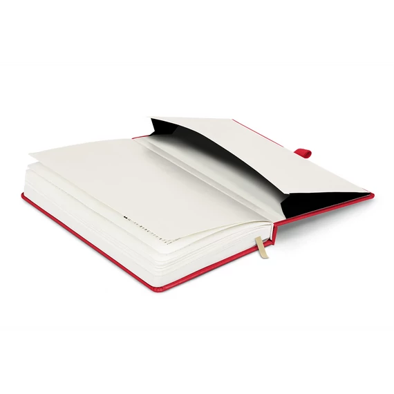 Keménytáblás notesz pontozott vonalozással krémszínű lapokkal leszorító gumiszalaggal Red 130x210mm, Presco