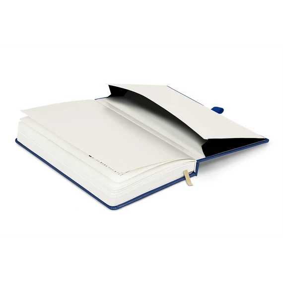 Keménytáblás notesz pontozott vonalozással krémszínű lapokkal leszorító szalaggal Dark blue 130x210mm, Presco