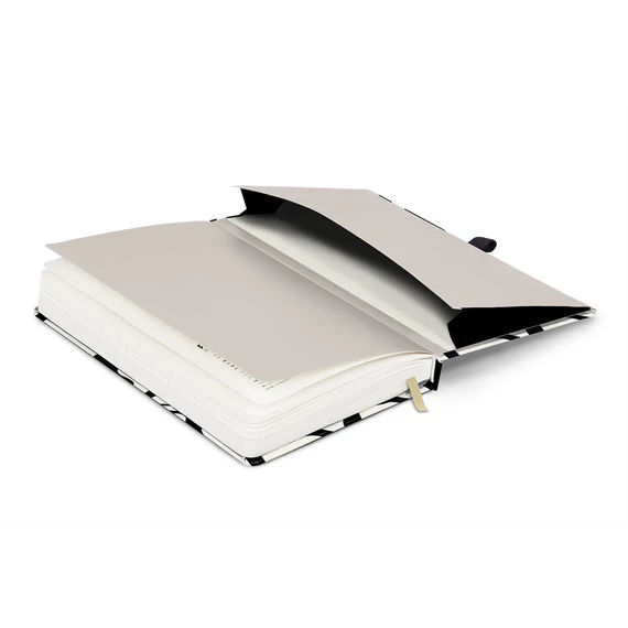 Keménytáblás notesz krémszínű lapokkal leszorító gumiszalaggal Fox 130x210mm, Presco