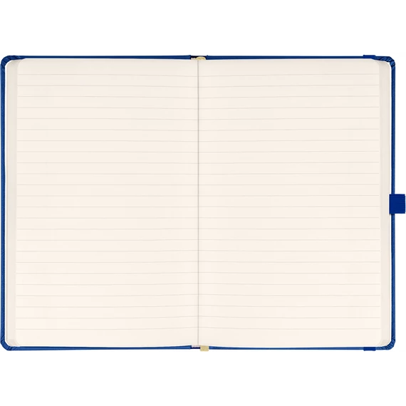 Keménytáblás notesz vonalas krémszínű lapokkal leszorító gumiszalaggal Dark blue 130x210mm, Presco