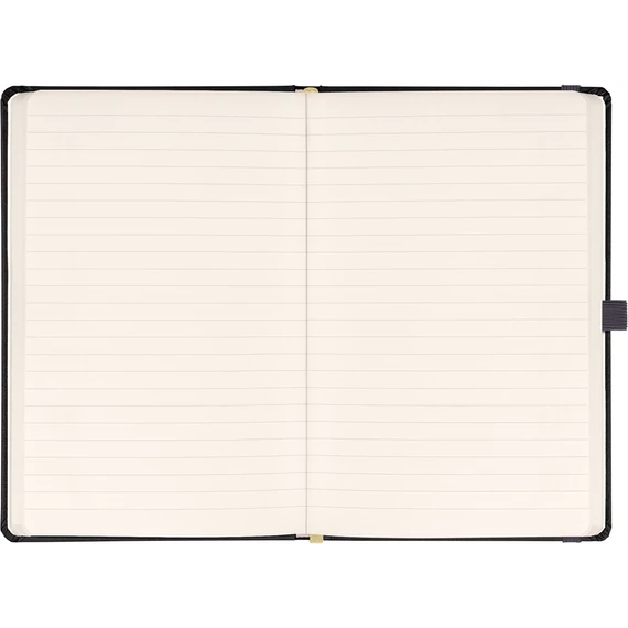 Keménytáblás notesz vonalas krémszínű lapokkal leszorító gumiszalaggal Gray 130x210mm, Presco
