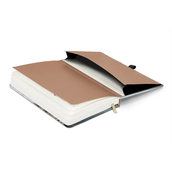 Keménytáblás notesz krémszínű lapokkal leszorító gumiszalaggal Japan 130x210mm, Presco