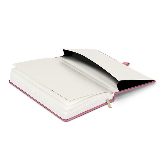 Keménytáblás notesz vonalas krémszínű lapokkal leszorító gumiszalaggal Pink 130x210mm, Presco