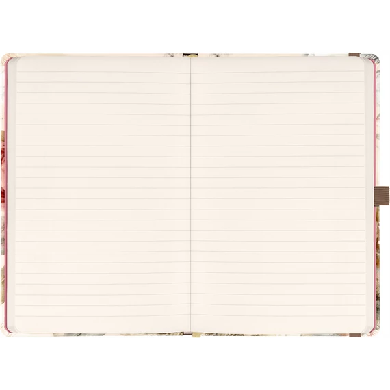 Keménytáblás notesz krémszínű lapokkal leszorító gumiszalaggal Herbarium 130x210mm, Presco