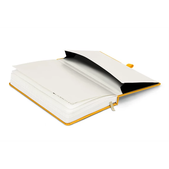 Keménytáblás notesz vonalas krémszínű lapokkal leszorító gumiszalaggal Yellow 130x210mm, Presco