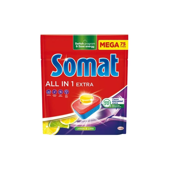 Mosogatógép tabletta 75 db/doboz All in One Somat Lemon&Lime