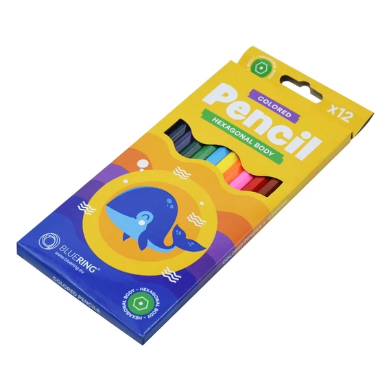Színes ceruza készlet, hatszögletű Bluering® 12 klf. szín , 