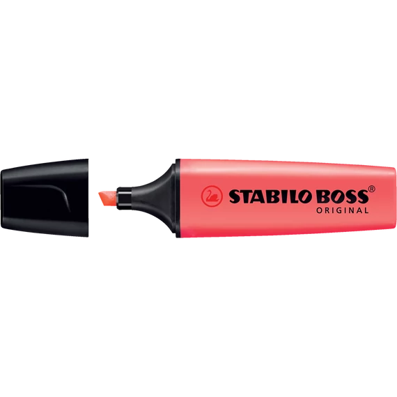 Szövegkiemelő 2-5mm, vágott hegyű, STABILO Boss original piros
